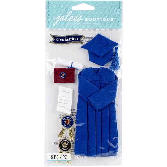 Jolee's Boutique® Blue Graduation Cap & Gown Dimensional Stickers
